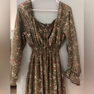 Justify Olive Floral Long Sleeve Dress